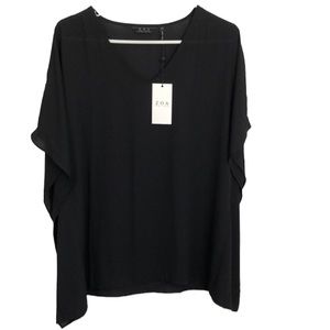 NEW NWT ANTHROPOLOGIE ZOA black flowy blouse poncho look closed sides size Small